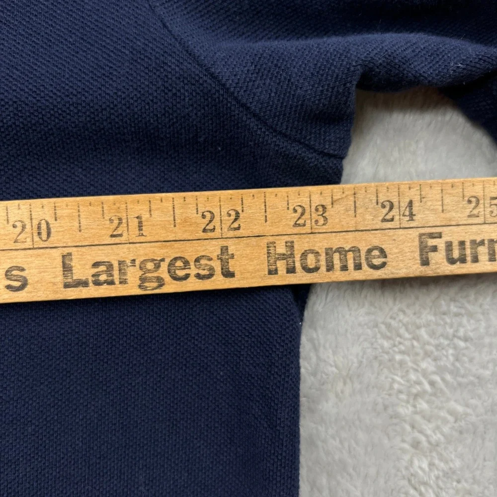 Polo Ralph Lauren‎ Classic Pique Polo Shirt Size L Navy Blue Preppy Suede Trim